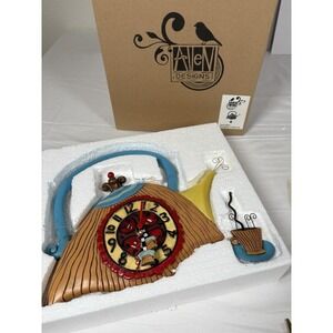 Allen Designs Comfort Tea Teapot Wall Clock P8024 Cup Pendulum RETIRED NOS